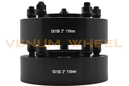 4 Pc 5x150 MM Hub Centric Wheel Spacers Adapters 5x150 MM | 2" Thick | 14x1.5 | +20 Pc 4.5" Tall Spike Red Lug Nuts + Key Works with 07-19 Toyota Tundra Sequioa Land Cruiser Lexus