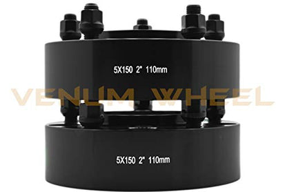 4 Pc 5x150 MM Hub Centric Wheel Spacers Adapters 5x150 MM | 2" Thick | 14x1.5 | +20 Pc 4.5" Tall Spike Red Lug Nuts + Key Works with 07-19 Toyota Tundra Sequioa Land Cruiser Lexus