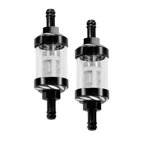 2Pcs Automotive Fuel Filter, Detachable Washable Metal Glass Vehicle Inline Waterproof Fuel Filters 1.1" x 3.46" x 0.31", Universal Car Accessories Replacement for Truck Motorcycle SUV Car (Black) - color: Black