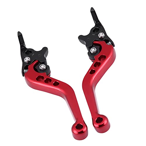 Pit Bike Brake Lever, Red Folding Aluminum Clutch Brake Lever Universal Brake Lever Handle Double Disc for GY6 Xmaximum 400, 1 Pair