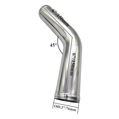 YSIL 3" OD 45 Degree Intercooler Pipe Air Intake Tube 12"(300mm) Aluminum - size: OD: 3"(76mm), style: 45 Degree