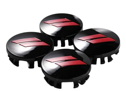 (Set of 4) 63mm=2.5 inches // Slash Wheel Center Cap Covers HubCap Emblem Badge Trim for Dodge Charger Challenger Durango Hornet Dart SRT Magnum Nitro Journey Caliber Avenger - color: red // on gloss black cap