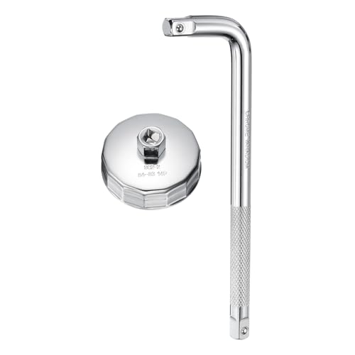 HARFINGTON Oil Filter Cap Wrench 14 Flute 84mm Inner Dia 1/2" with Bend Bar - size: 84mm x 14 Flute(902-2)