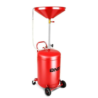DNA Motoring 21 Gallon Waste Oil Drain Tank, Air Operated Portable Oil Drainer with Adjustable Funnel Height, Fluid Transfer and Drainage Capability on Wheels, TOOLS-00659