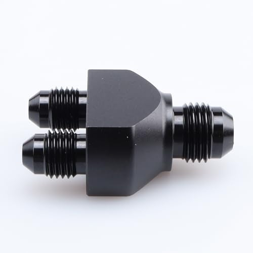 AC PERFORMANCE -6 AN In to -4 AN Out Y Block Splitter Fuel Fitting Aluminum Black - color: Black, size: 6AN to 2 x 4AN
