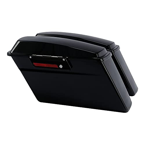 TCMT Hard Saddlebags + Conversion Bracket Kit Fit For Harley Softail Heritage Deluxe Models 1984-2017 (except for Deuce Model Softail Slim Models) - color: Black Conversion Brackets, size: Style G Vivid Black(Black Latches)