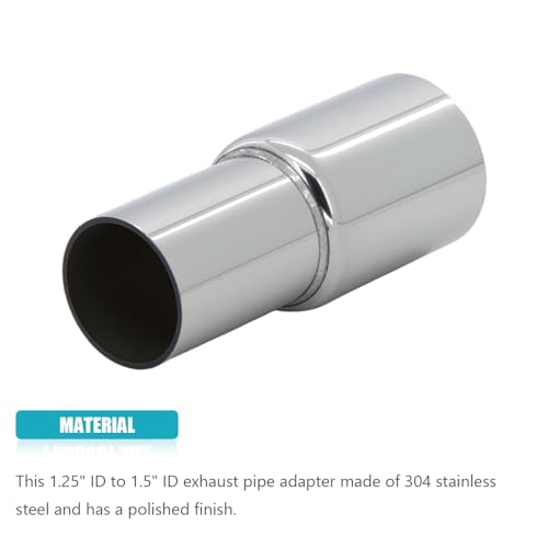 Universal 1.25'' ID to 1.5'' ID Exhaust Pipe Adapter Connector Reducer 304 Stainless Steel 1.25 Inch to 1.5 Inch 1 1/4” ID to 1 1/2” ID kit - size: 1.25" ID to 1.5" ID