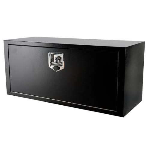 36"X14"X16" Underbody Steel Utility Truck Toolbox Black Heavy Duty Steel Trailer Box Pick Up Truck Tool Box Storage Organizer w/Lock & Keys - size: 36"x14"x16"