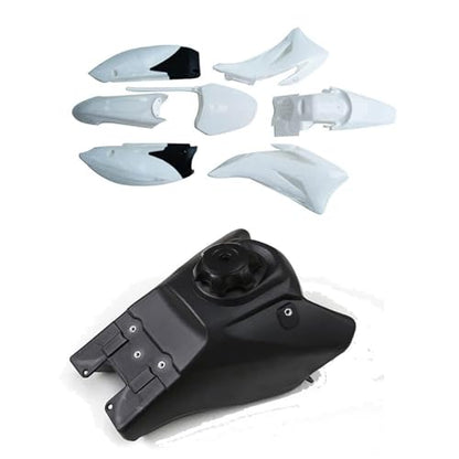 ABS Plastic Fender Fairing Body Work Kit + Gas Fuel Tank For TTR110 TTR 110 TTR110E Pit Pro SSR170 SDG Motorcycle Pit Dirt Bikes Full Fairing Kit 110cc 140cc 150cc 125cc (White) - color: White