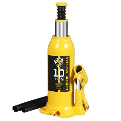 YELLOW JACKET 10 Ton Muti-Directional Welded Bottle Jack (20,000lb), Horizontal Bottle Jacks Use for Car, Pickup, Truck, RV, Auto Repair, Hydraulic Bottle Jack, Yellow - size: 10 ton muti-directional