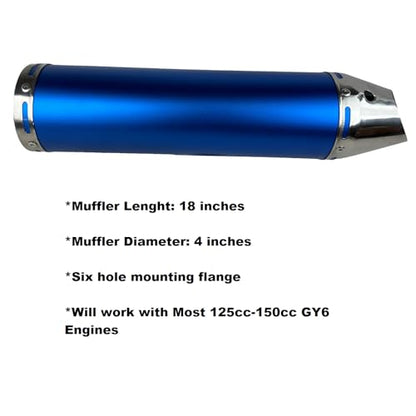 RedCap High Performance Muffler Exhaust System for 125cc 150cc GY6 Scooter Moped TaoTao Kymco Vitacci Benelli Beast 150 Upgrade for 152QMJ 157QMJ Engines (Blue)