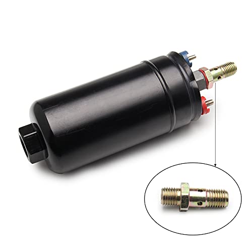 300LPH Inline Fuel Pump High Pressure 12V Electric Fuel Injection 10AN Inlet 8AN Outlet Universal High Flow External Fuel Pump Replace 580254044 HTRACING