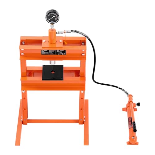VEVOR Hydraulic Shop Press, 10 T H-Frame Shop Press with Press Plate & H-Shaped Base, Stable Garage Floor Adjustable Hydraulic Press with Relief Valve, Fit for Bending, Straightening & Stamping