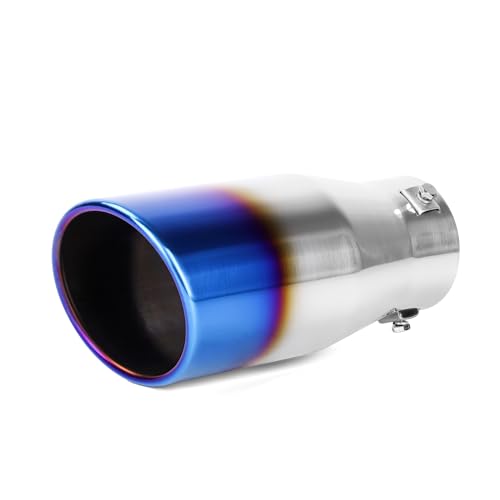 Richeer 3 inch Inlet Blue Exhaust Tip, 4” Outlet 9” Length Stainless Steel - size: Inlet:3", Outlet:4", Length:9", style: Blue Burnt