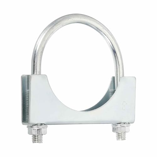HARFINGTON U Bolt Muffler Exhaust Clamp 77mm(3") Galvanized Iron U-Bolt Clamps Muffler Tip Hook Saddle Exhaust Clip for Tip Pipes Connection - size: 77mm