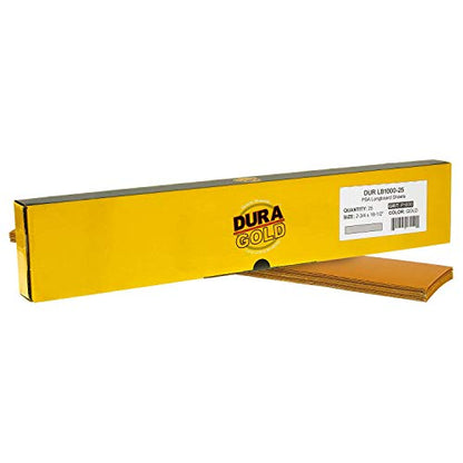 Dura-Gold 1000 Grit Gold Pre-Cut PSA Longboard Sandpaper Sheets, Box of 20 - size: 1000-Grit