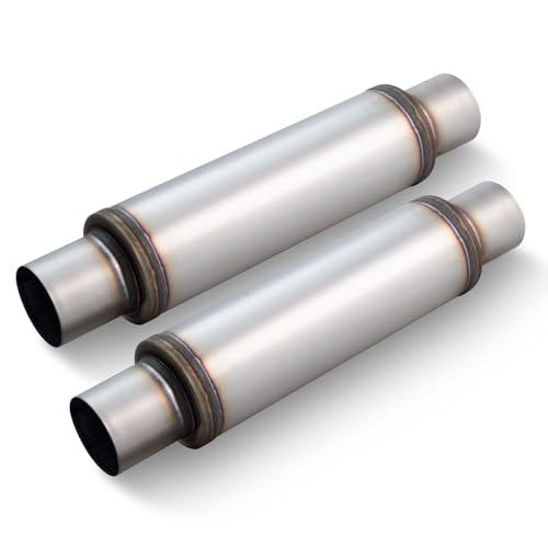 LCGP 3" Mufflers, 3'' Inlet & Outlet Universal Resonator, 20'' Overall Length Stainless Steel Exhaust Muffler Straight Through Design Exhaust Tip(3" Intet 3" Outlet, 2 Pack) - color: 2 PCS, size: 3" Inlet 20" Overall Length(4.5" wide)