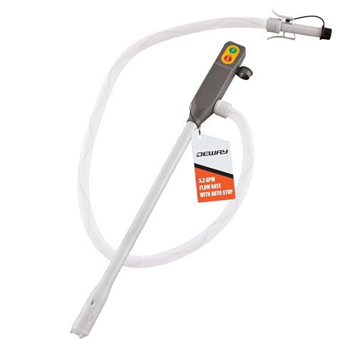 Deway Stick Fuel Pump, Auto-Stop + Beep, 51in Clear Hose, 4-AA, 3.2 GPM - style: Auto-Stop w/ Beep