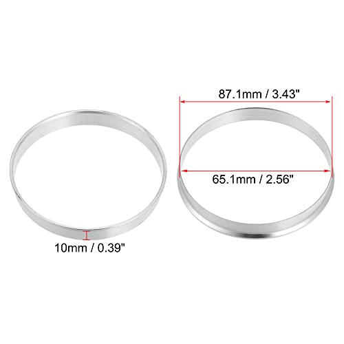 X AUTOHAUX 4pcs OD 87.1mm to ID 65.1mm Aluminium Alloy Car Hub Centric Rings Wheel Bore Center Spacer - size: 65.1mm
