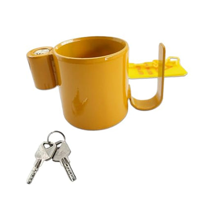 5th Wheel King Pin Lock with Anti Theft Warning Tag