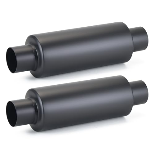 A-KARCK 2 Pack 2.25" Inlet Exhaust Resonator, 2.25" Inlet 2.25" Outlet 13.8" Overall Length Muffler Resonator Stainless Steel,Polished (Black) - color: Black, size: 2.25" Inlet 13.8" Overall Length - 2Pack