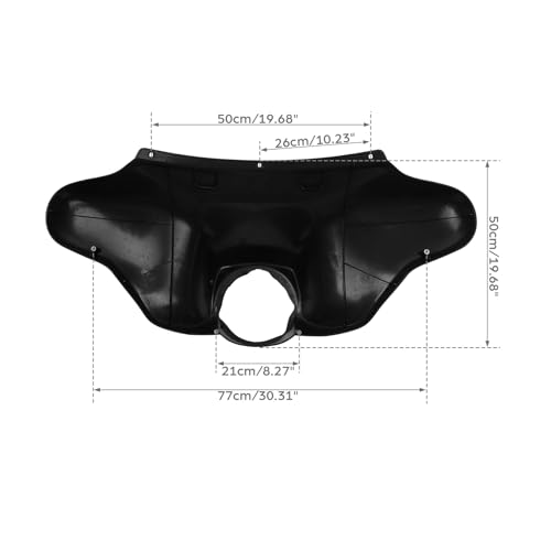 TCMT Black Outer Bat Wing Front Upper Front Fairing Cowl Nose Head Fits For Harley Touring 1996-2013 Street Glide FLHX Electra Glide Ultra Classic FLHT FLHTC FLHTCU - color: Black Outer Fairing