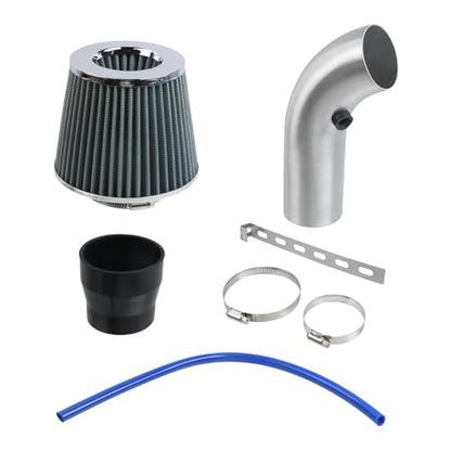 Modengzhe Cool Air Intake Kit, 3" Universal Induction Flow Tube Kit, Silver - color: Silver