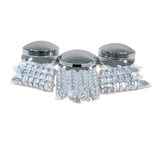 Mytee Products 2 Pack Steel Chrome Axle Wheel Cover Set - Includes (2) Front Hub Caps, (4) Rear Hub Caps, (60) Lug Nut Covers 33mm for Semi Truck | Axle Cover Combo Kit - size: 2 - Pack