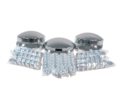 Mytee Products 2 Pack Steel Chrome Axle Wheel Cover Set - Includes (2) Front Hub Caps, (4) Rear Hub Caps, (60) Lug Nut Covers 33mm for Semi Truck | Axle Cover Combo Kit - size: 2 - Pack