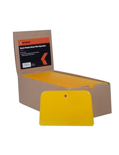 KREFINISH Body Filler Spreaders (Pack of 100) - 5" Yellow Reusable Plastic Spreader for Automotive Fillers, Putties, Glazes, Caulks and Paint - size: 5inch