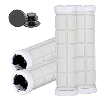 ROCKBROS 4Pcs(2 Pairs) Bike Grips Double Lock On Comfortable,Non-Slip - color: white