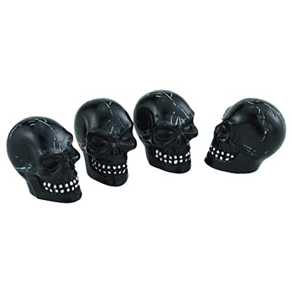 Skull Car Tire Rim Caps Skeleton Bike Wheel Air Valve Stem Covers for Most Vehicles Bicycles Motorcycles, Black - color: Black