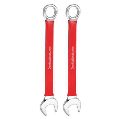 HARFINGTON 2Pcs Metric Combination Wrench 24mm 12-Point Box & Open End CR-V - size: 24mm