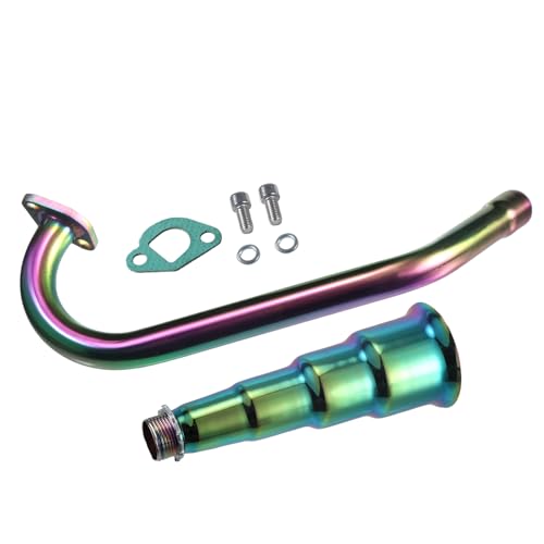 Upgraded 4 Stage Exhaust Header Pipe,For Predator 212cc 196cc Engine - color: 3-bend Colorful, size: Exhaust tip 2
