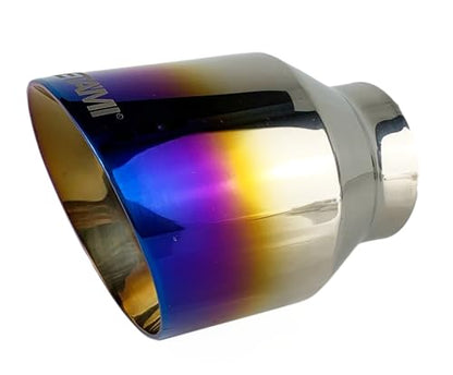2.5 inch Inlet to 4 inch Outlet NETAMI NT-2519 Exhaust Tip Stainless Steel Double Wall Blue Burnt