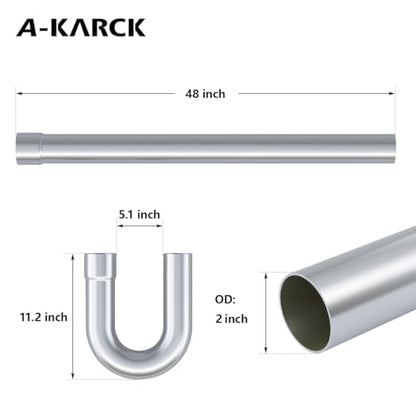 A-KARCK Stainless Steel Mandrel Bends 8 Pcs, 2 Inches 304 Stainless Steel Exhaust Pipe DIY Custom Exhaust Tubing Pipe Straight & U-Bend Kit, Universal Fit - size: 2.0inch Mixed 8PCS, style: Stainless Steel