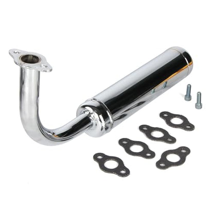 Motorized Bicycle Exhaust, Bicycle Muffler Silence for 49cc 50cc 60cc 66cc 80cc 100cc Motorized Bicycle (Silver) - color: Silver
