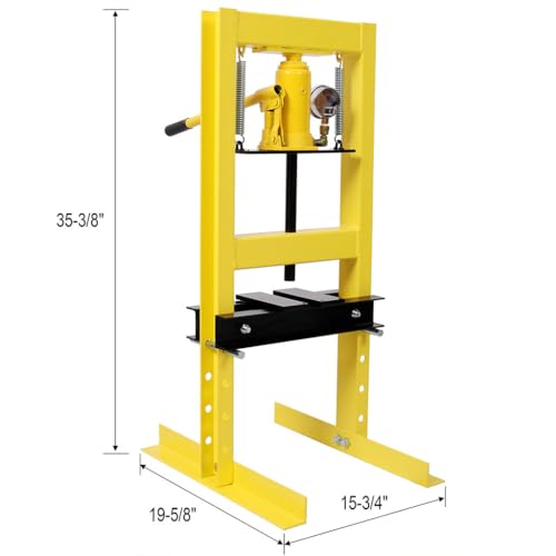 6 Ton Hydraulic Shop Press, Heavy Duty H-Frame Press with Adjustable Working Table, 13,000 lb Capacity, Steel Frame Garage Press for Bending, Straightening & Bearing Removal, Orange,Yellow - color: Yellow