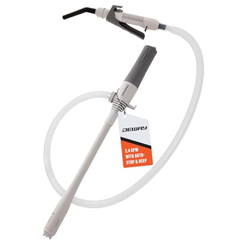 Deway Stick Fuel Pump, Adjustable Flow Nozzle, 15in, D-Battery, 2.4 GPM - style: Hand-Trigger Nozzle