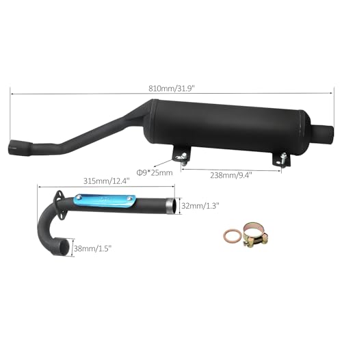 38mm Exhaust Muffler Pipe 150cc 200cc 250cc Vertical Engine ATV Quad Buggy Go Kart 4 Wheelers Dirt Bike 1.5" Slip-On Silencer TaoTao Coolster Kazuma Roketa