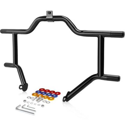 1997-2008 Engine Guard Crash Bar Compatible with Harley-Davidson Touring FLHTC FLHTCU FLHR FLTR FLHT FLHP Street Glide Road Glide Road King Electra Ultra Limited, Black