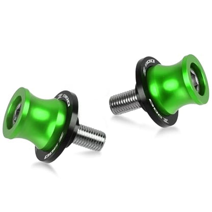 2pcs M8 Z900 Swingarm Spools,Swingarm Spools Sliders CNC Swing Arm Stand Screw Compatible With Z900 2000-2025(Green) - color: Swingarm Sliders-green