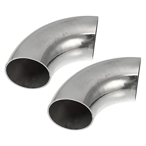 X AUTOHAUX 2pcs OD 1.75 Inch 90 Degree 1.5mm Thickness Mandrel Bend Elbow SS304 Stainless Steel Bend Tube Exhaust Elbow Pipe for Car Modified Exhaust System - size: 1.75"