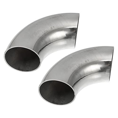 X AUTOHAUX 2pcs OD 1.75 Inch 90 Degree 1.5mm Thickness Mandrel Bend Elbow SS304 Stainless Steel Bend Tube Exhaust Elbow Pipe for Car Modified Exhaust System - size: 1.75"