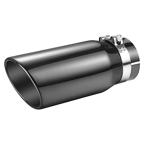 A-KARCK Black Chrome Exhaust Tips 4" Inlet, 4" Inlet 5"Outlet 12" Length Clamp on Universal Never Fading Stainless Steel Muffler Tip - size: 4" inlet - 5" outlet, 12" long