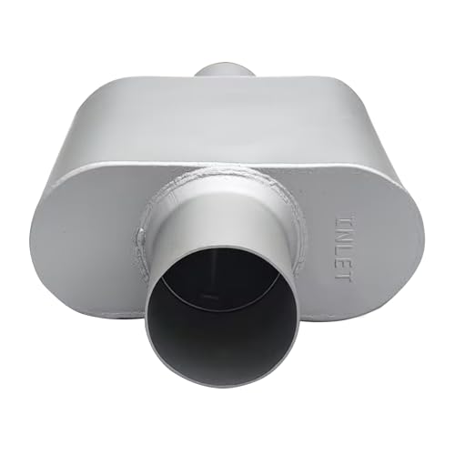 3" ID Center/Center Single Chamber Muffler Pair - Aggressive Deep Sound, Aluminized Steel, Welded/Clamp-On (13" Total Length) - size: 3 Inch-Silver