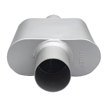 3" ID Center/Center Single Chamber Muffler Pair - Aggressive Deep Sound, Aluminized Steel, Welded/Clamp-On (13" Total Length) - size: 3 Inch-Silver