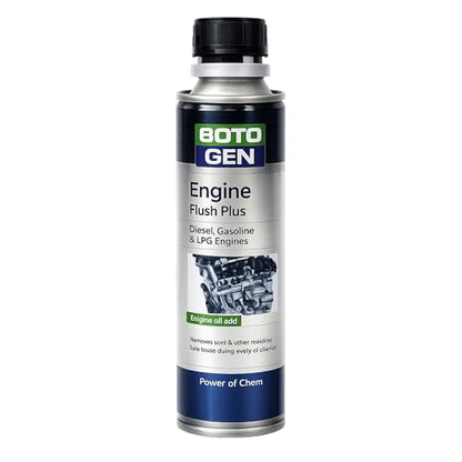 Botogen Engine Flush Plus, Engine Oil Additive for Cleaning and Restoring Oil System Performance, Motorcycle & Car Engines Flush with Safe Transmission Additive for Manual Gearboxes, 10.14 Fl Oz