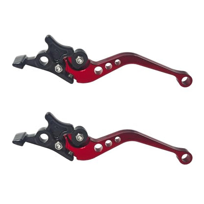1 Pair Red Motorcycle Brake Clutch Levers, CNC Aluminum Alloy Handle Set for Scooter Motorbike, Adjustable Replacement Parts - color: Red