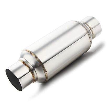 LCGP 2.5'' Inlet & Outlet Universal Muffler, 11.5'' Overall Length Stainless Steel Resonator - color: Silver, size: 2.5" Inlet 11.5" Overall Length